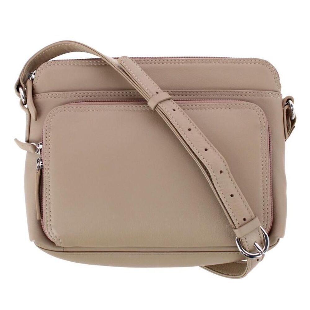 CTM Women's Leather Shoulder Bag Purse with Side Organizer